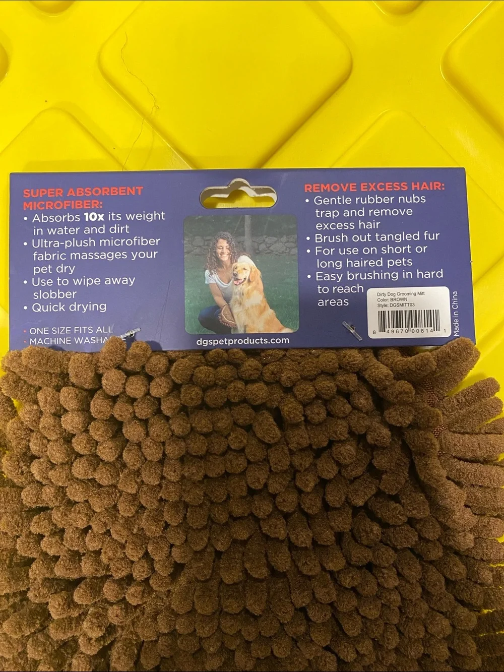 Brown Grooming Mitt for Dogs